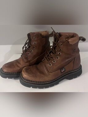 Justin Leather Vintage Brown Lace-Up Kiltie Roper Boots 6 B